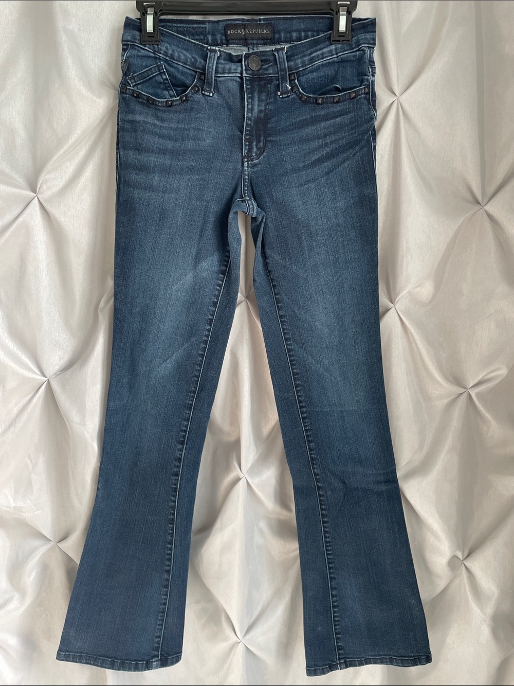 Rock & Republic Women's Blue Riveted Flare Jeans